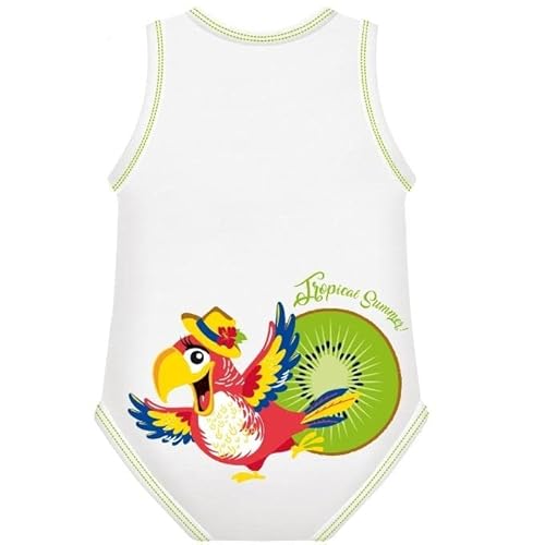 J Bimbi Body 0-36 Monate in Einheitsgröße aus Bio-Baumwolle ärmelloses Tanktop - Papagei, mehrfarbig, 0-36 mesi