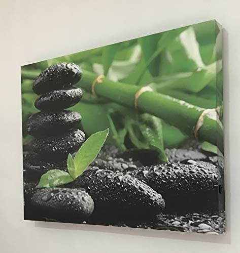 Tableau Zen pierres de basalte multicolore illuminé décoration murale