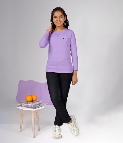 Image of KYDA KIDS Girl's 100% Cotton Antibacterial Full Sleeve Solid T-Shirt (Pack of 1)