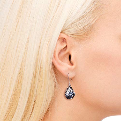 Infuseu Aromatherapy Diffuser Necklace & Earrings For Women Essential Oil Jewelry Set With 21 Lava Rock Stones, 24" Chain #TOP5