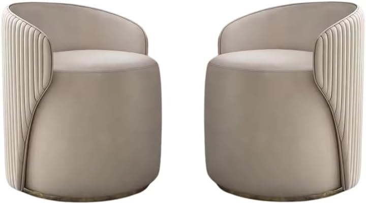 T&T Co Light Luxury 360 Degree Rotating Makeup Bench Bedroom Dressing Table With Backrest Round Ottoman Vanity Chair (Design 2, Set of 2)