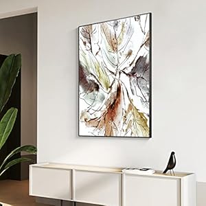 Aquarel bloemen bladeren botanische woonkamer canvas schilderij ingelijst kunst aan de muur, posters en prints decoratie 70×120 cm (28x43in) met frame