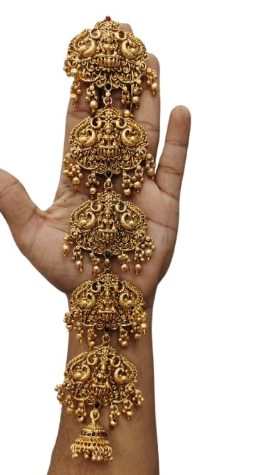 KGR Splash Jada Billalu Set 5 layer lakshmi Design Gold Plated With Gold Beads Jada Billa Hair Jewelry For Women Hair Decoration Accessories,Wedding Hair Design, Bharatnatyam (B0DGB45BV3) Amazon Price History, Amazon Price Tracker