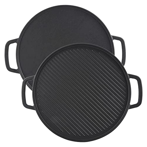 GasSaf Cast Iron Reversible Griddle with Handles, 12'...