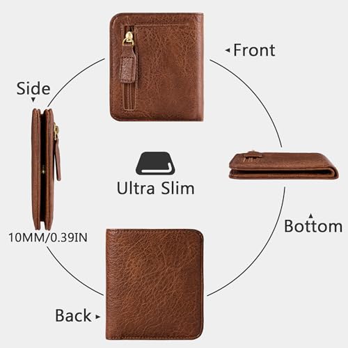 Image of Gostwo Small Wallet for Women, Slim Bifold Credit Card Holder, Compact RFID Blocking Cash Wallet, Billfolds Thin Leather Zipper Pocket, Mini Wallet Gift for Ladies Teen Girls Travel with ID Window