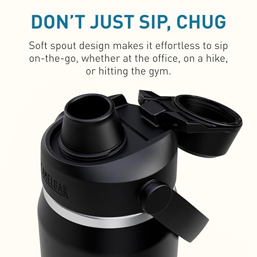 Image of CamelBak Thrive Chug Insulated Stainless Steel Water Bottle, Cold Retention with High Flow Lid for Everyday Hydration and Active Use, 25oz, Black