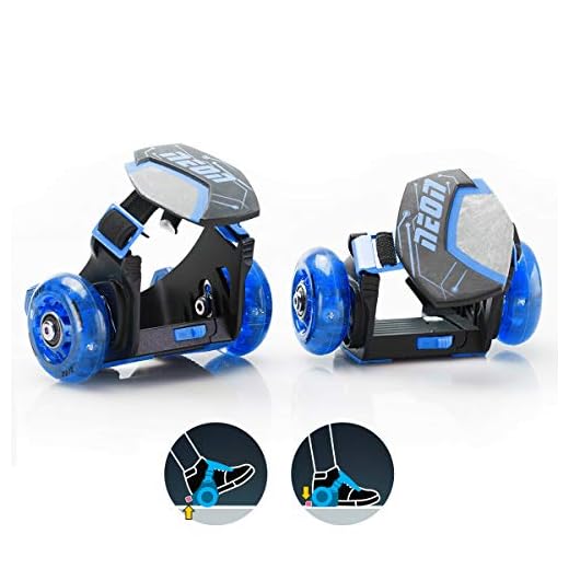 Yvolution Neon Street Rollers Pop N' Lock | Flashing Heel Wheels Clip on Skates, Blue