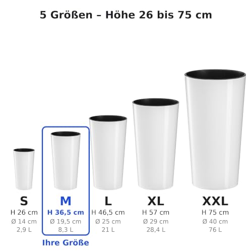 MELTOM Blumentopf Rund Ø 19,5 x H 36,5 cm Weiß Hochglanz M mit Einsatz – Ansicht 5