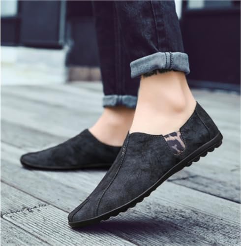 Men's Loafers Retro Printing Leather Loafers Comfortable Flat Heel Anti-Slip Classic Slip-on3