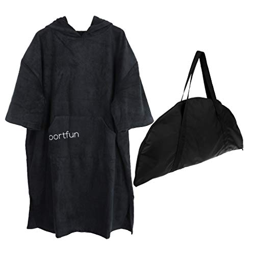Prettyia Roupa de banho para surfe, roupa de banho, roupão com capuz, poncho, toalha de banho, roupã