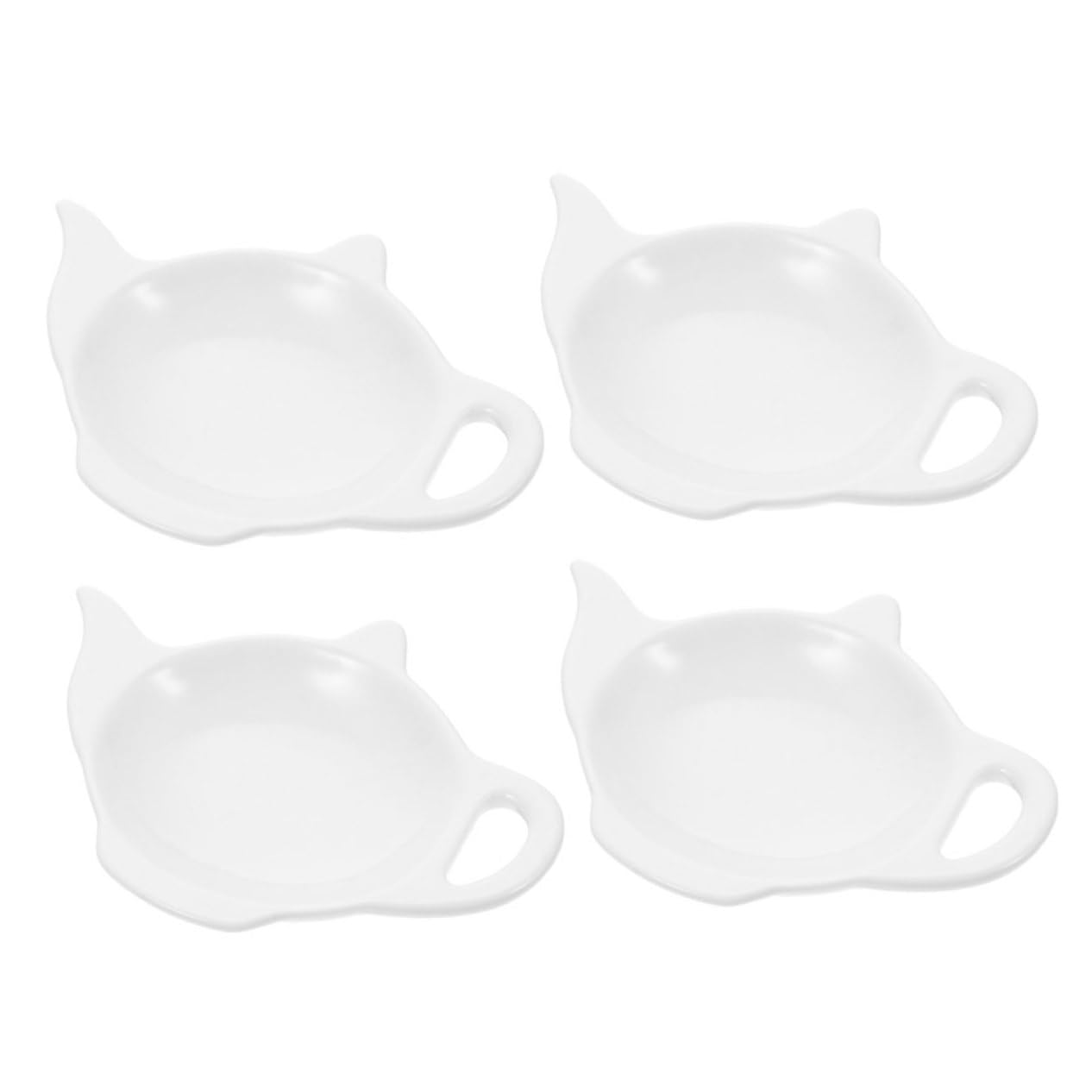 PRETYZOOM 4pcs Ceramic Teabag Holder Teapot Shape Tea Bag Coasters Large Dipping Dishes for Tea Safe and Reusable for Teacup Matching and Kitchen Decor