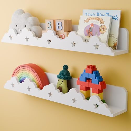 Amazon.com: Sumbame Nursery Shelves for Wall Set of 2 - White Cloud ...