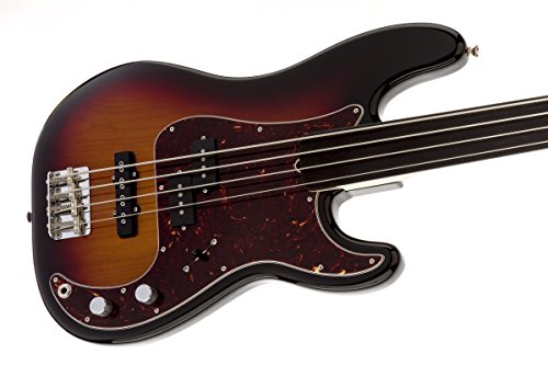 Fender Tony Franklin Fretless Precision Electric Bass Guitar, Ebony Fingerboard, 4-Ply Brown Shell Pickguard - 3-Color Sunburst #TOP3