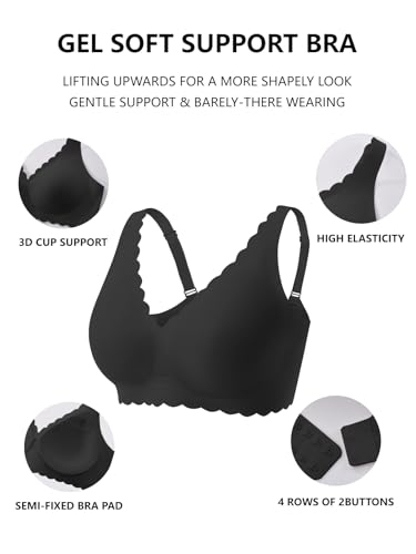 Push Up Bras for Women No Underwire Seamless Support Full Coverage Plunge Bralettes Wireless Scalloped Tshirt Bras