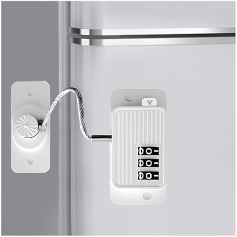 Refrigerator Fridge Freezer Door Lock with Password, Child Proof Refrigerator Door Lock for Kitchen Refrigerator, Cabinets and Drawers, Closets, Windows, Doors-No Tools Need or Drill Cover