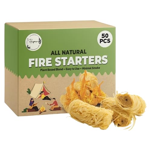 Harpera Fire Starters – 50 Natural Fire Starter Pieces for Fireplace, Wood Stove, Campfire, BBQ, Pizza Oven, Fire Pit & Smoker – Safe Charcoal Starters for Grill & Pellet Stove