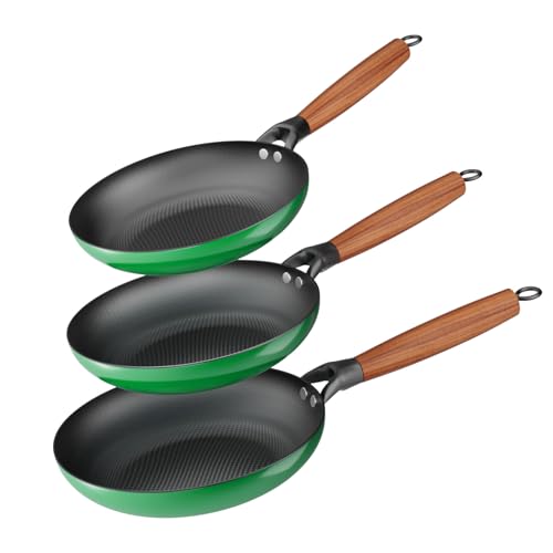 YUTANN Cast Iron Frying Pan Collection - 8&10&12 Inch Pre-Seasoned Skillets, Textured Oil-Conserving Base, Nonstick & Chemical-Free Cookware, Detachable Handle, Induction & Oven Compatible