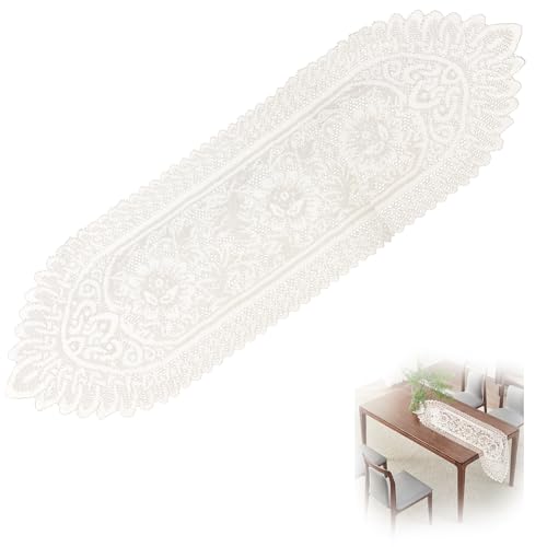 Cotton Crochet Rectangular Table Decor - 13in X 46in Lace Dresser...