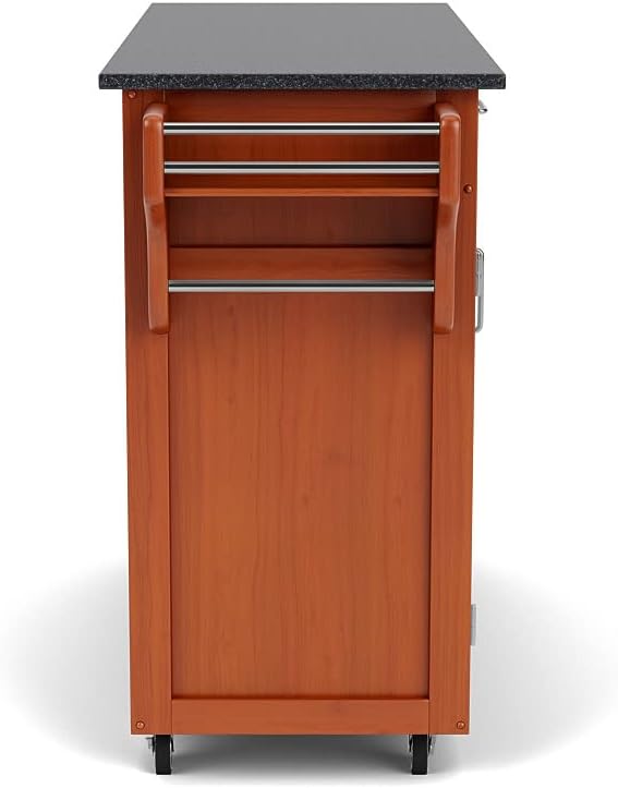 Home Styles Create-a-Cart Cottage Oak Four Door Cabinet Kitchen Cart with Black Granite Top, Adjustable Shelves, Spice Rack, Towel Bar, and Locking Caster Wheels