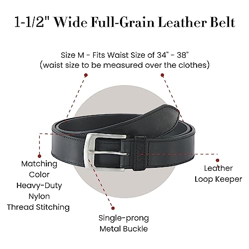 Style n Craft Belt, Full-Grain Leather Belt with Silver Buckle for Men and Women, Medium Size, Black (392701-M)3