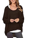 ZANZEA Women's Sexy Long Batwing Sleeve Loose Pullover Casual Top Blouse T-Shirt Coffee US 12/Tag Size XL