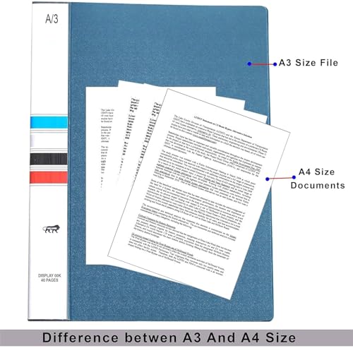 Image of TULMAN 2 Pack 10 Pockets Bound A3 Size Presentation Display Book Portfolio File Binders with Plastic Clear Sleeves Document Organizer for School Office - (Color May Vary)