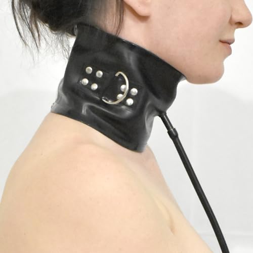 Aufblasbares Latex BDSM Halsband – Fesselhalsband mit Nieten, stufenlos anpassbar, schwarz – Halskrause für Bondage Fetisch Spiele, ergonomisch und langlebig