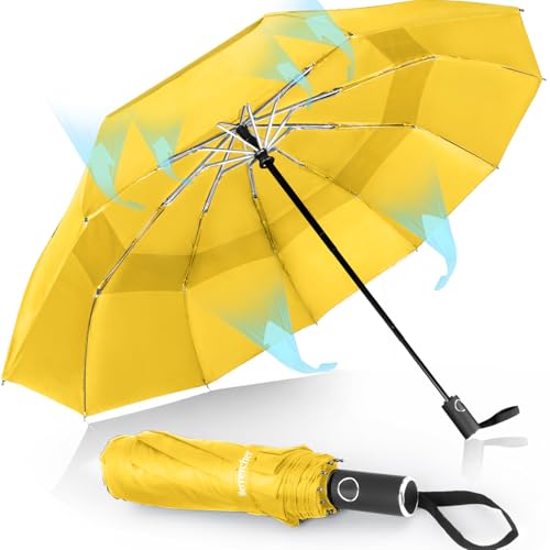 Herreicher Reise Regenschirm Automatik Sturmfest - Leichter...