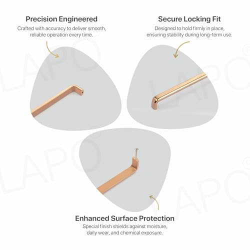 Image of LAPO 10 Inch Rosegold Pulls for Kitchen Cabinets & Drawers, Stylish Handles for Pooja Mandir, Wardrobe, and Almirah,Quick Fix Mounting(224mm, Rosegold Finish, Pack of 6)