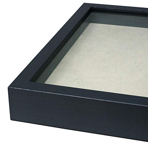 image for EDGEWOOD Square Shadow Box Picture Frame Linen Background Real Glass F