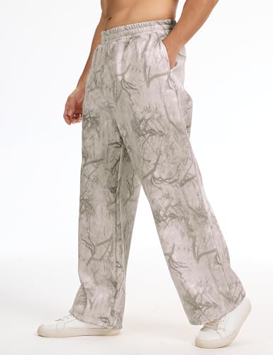 Mens Baggy Camo Sweatpants Open Bottom Elastic Waisted Wide Leg Fleece Joggers Loose Sweat Pants wtih Pockets4
