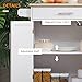 Havemies Mobile Kitchen Command Center Cart, White Rolling Island with Storage Drawer, Cabinet & Towel Rack, All-in-One Portable Prep Station