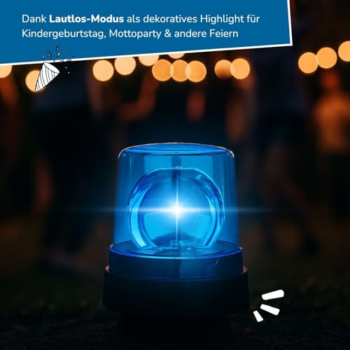 alldoro 60234 Spielzeug Blaulicht mit Sound & LED-Licht, 3 Funktionen inkl. Lautlos-Modus, batteriebetrieben, Rundumleuchte für Rollenspiele & Partys