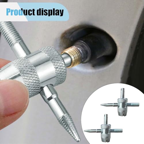 Image of 6PCS Multifunctional Tire Valve Core Removal Tool Installation Kit | 4-Way Tire Valve Tool Kit, Single & Dual Head Tire Stem Core Remover Installer Tools, Fit for Car Bicycle Bike Tire Repair