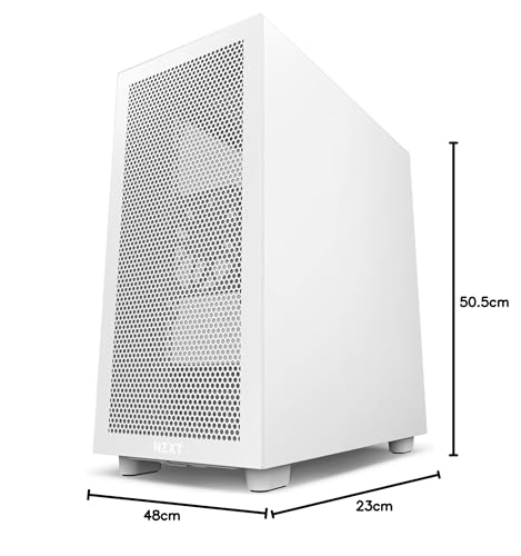 H7 Flow - Case da gioco per PC Mid Tower ATX - Porta I/O USB tipo-C anteriore - Pannello laterale in vetro temperato a sgancio rapido - Supporto GPU verticale - Bianco - Case PC - Immagine 7