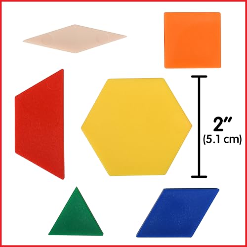 edxeducation Plastic Pattern Blocks | Set of 250 | Math Manipulative for Fractions, Symmetry, Patterning and Creativity | Math Supplies for Classroom