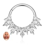 hengkaixuan Piercing para el septum, 16 g, con circonitas, anillo para el septum, pendiente Daith, acero inoxidable 316L, anillo plegable, anillo para la nariz, hélix, cartílago, tragus, Rook Conch