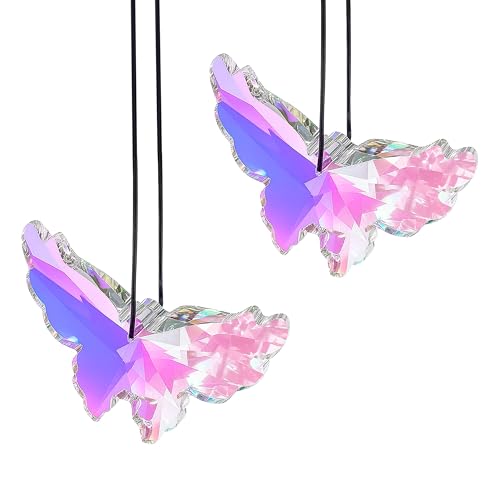 KELAV Sonnenfänger Kristall Schmetterling,2 Stücke 75mm Bergkristall...