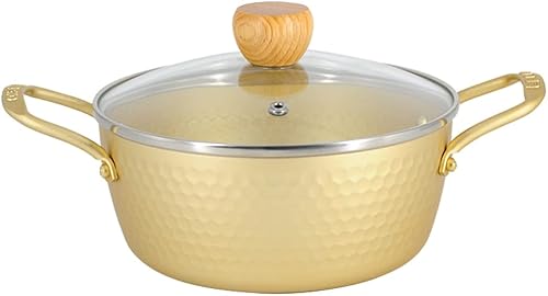 Miniatura 9 de ERINGOGO Olla coreana de fideos ramen, olla de cocina de sopa de acero inoxidable con tapa de vidrio, cacerola antiadherente pequeña olla para