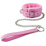 NouAn PU Leather Choker Collar Necklace for Women Cosplay Adjustable and Detachable of Pet Collar,Pink