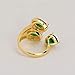 Mycitta Fashion Statement Adjustable Ring Women Gold Plated Emerald Green Teardrop CZ Cubic Zirconia Crystal Lucky Decor Expandable Open Rings Wedding Bridal Costume Jewelry Party Prom