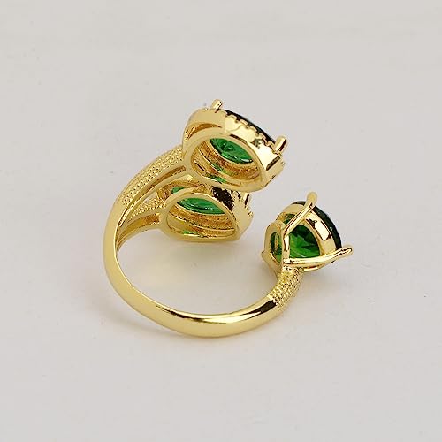 Fashion Statement Adjustable Ring for Women - Gold Plated Teardrop CZ Cubic Zirconia Crystal Cluster Floral Flower Butterfly Lucky Decor Expandable Open Rings Wedding Bridal Costume Jewelry Party4