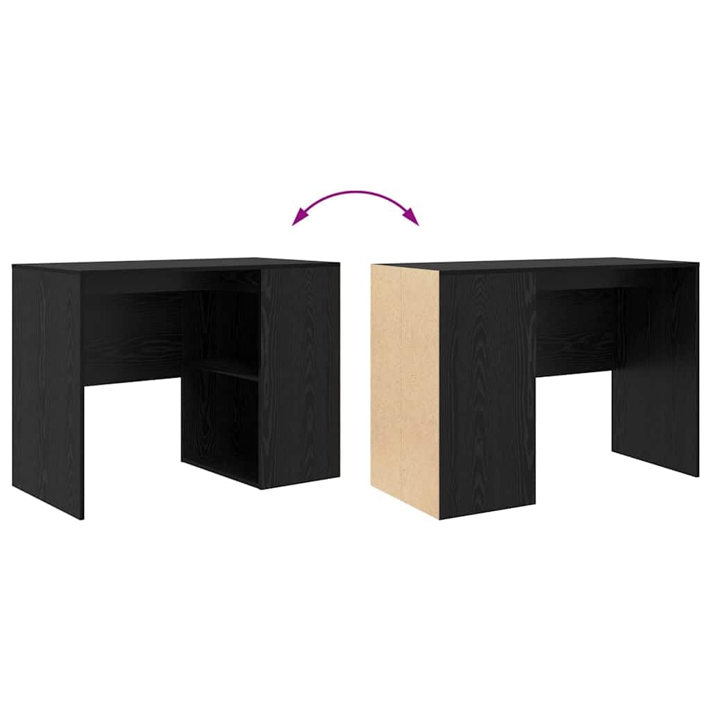 Scrivania con mensola, colore nero, effetto rovere, 102 x 50 x 75 cm, moderna scrivania per computer per casa, ufficio, robusto materiale in legno con spazio di archiviazione