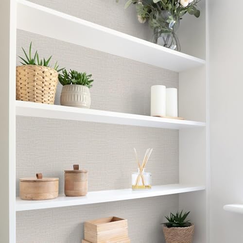 Image of Cream Fabric Textured Self Adhesive Waterproof Wallpaper Furniture Film Contact Paper for Table Top,Furniture, Almirah Doors and Other DIY, Renovation Project (50 Sq.Ft) - Solid