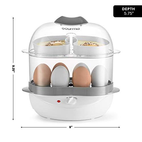 Gourmia Gec275 2 Layer Electric Egg Cooker - Soft, Medium, Or Hard Boil - Poacher & Steamer Trays - 6 Egg Capacity - Steaming Shelf For Bread And Vegetables - Automatic Shut Off - 400W #TOP5