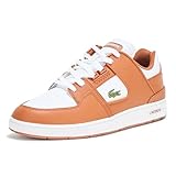 Lacoste Men's Court Cage Sneaker, Brown & White, 9