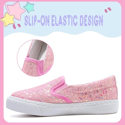 Girls Sparkle Slip-on Shoes Toddlers Canvas Sneakers Light Weight Comfortable Causal Running Shoes Skin-Friendly3