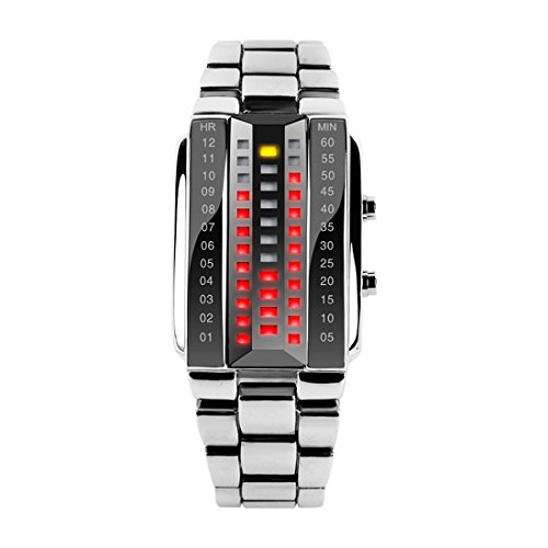 SKMEI Unusual Design Watches for Men Outdoor LED Comfortable Waterproof Digital Wrist Watch (Silver,7.8 inch)