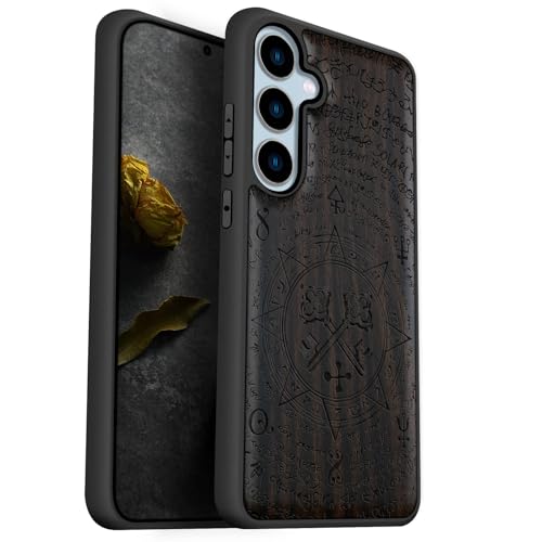 Coque Galaxy S24 FE bois sombre et silicone TPU antichoc Carveit