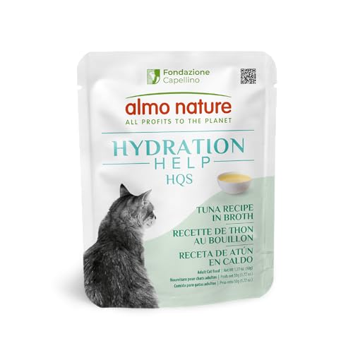 almo nature HQS Hydration Help - Wet Cat Food - Tuna Broth with Tuna Fillet Flake and Broth - Pouches 1.77oz (Pack of 12)